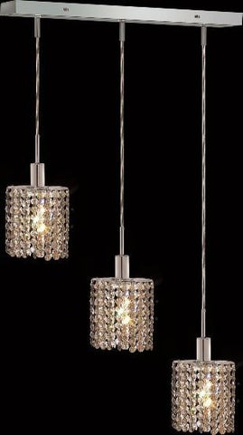 C121-1283D-O-E-GT/RC By Elegant Lighting Mini Collection 3 Lights Pendant Chrome Finish