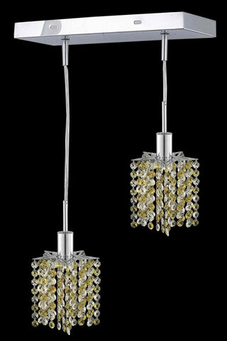 C121-1382D-O-P-BO/RC By Elegant Lighting Mini Collection 2 Light Pendants Chrome Finish