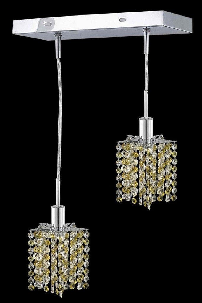 C121-1382D-O-P-LT/RC By Elegant Lighting Mini Collection 2 Light Pendants Chrome Finish