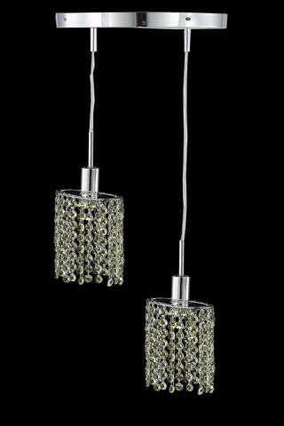 C121-1382D-R-E-BO/RC By Elegant Lighting Mini Collection 2 Light Pendants Chrome Finish