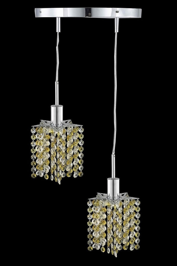 C121-1382D-R-P-GT/RC By Elegant Lighting Mini Collection 2 Light Pendants Chrome Finish