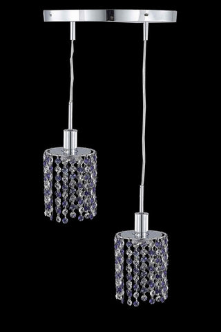 C121-1382D-R-R-LP/RC By Elegant Lighting Mini Collection 2 Light Pendants Chrome Finish