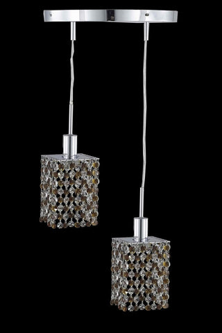 C121-1382D-R-S-JT/RC By Elegant Lighting Mini Collection 2 Light Pendants Chrome Finish