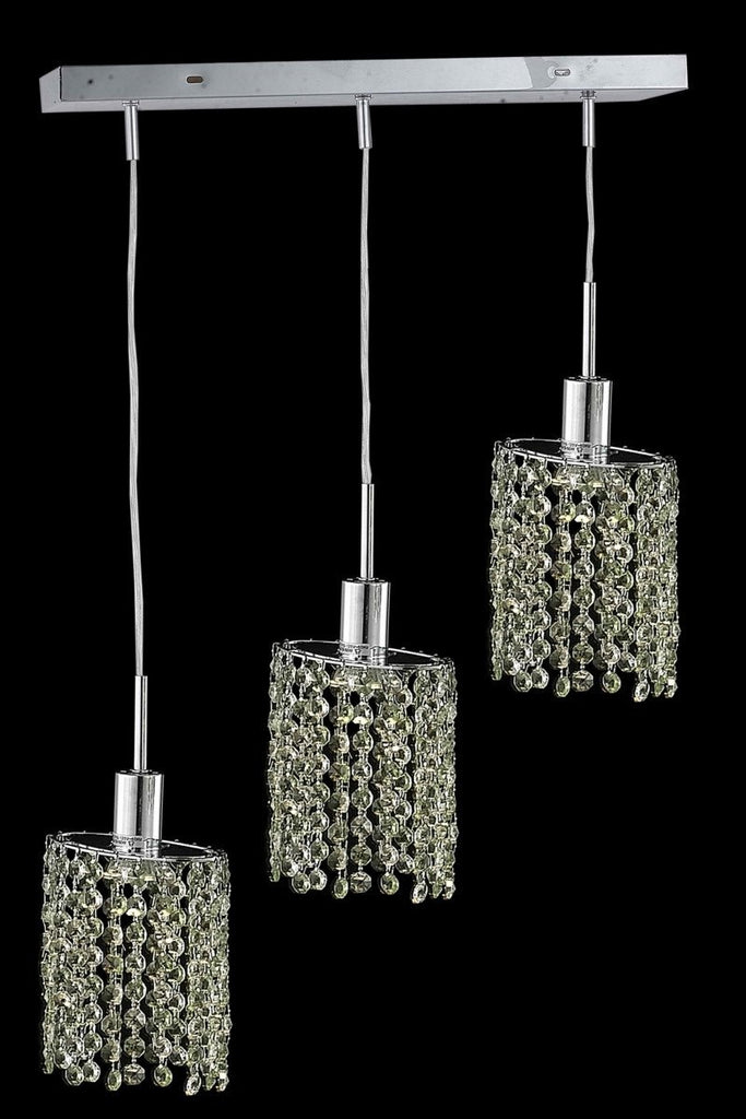 C121-1383D-O-E-JT/RC By Elegant Lighting Mini Collection 3 Light Pendants Chrome Finish