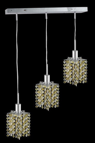 C121-1383D-O-P-LT/RC By Elegant Lighting Mini Collection 3 Light Pendants Chrome Finish