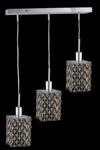 C121-1383D-O-S-BO/RC By Elegant Lighting Mini Collection 3 Light Pendants Chrome Finish