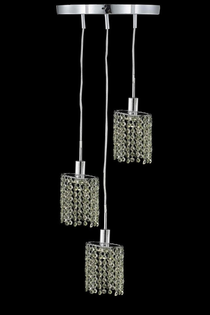 C121-1383D-R-E-JT/RC By Elegant Lighting Mini Collection 3 Light Pendants Chrome Finish