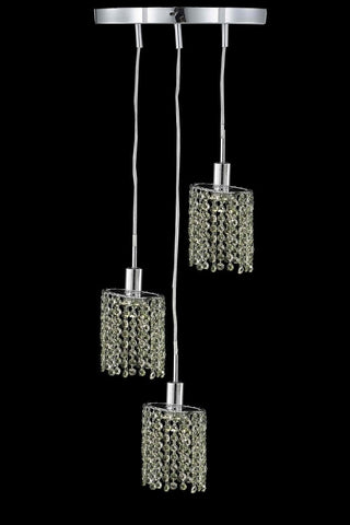 C121-1383D-R-E-JT/RC By Elegant Lighting Mini Collection 3 Light Pendants Chrome Finish