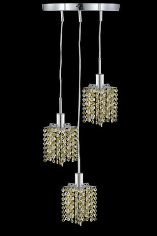 C121-1383D-R-P-JT/RC By Elegant Lighting Mini Collection 3 Light Pendants Chrome Finish