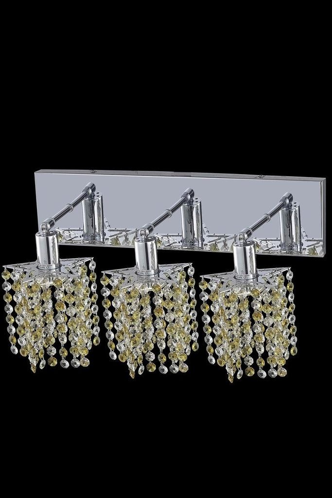 C121-1383W-O-P-LP/RC By Elegant Lighting Mini Collection 3 Light Wall Sconces Chrome Finish