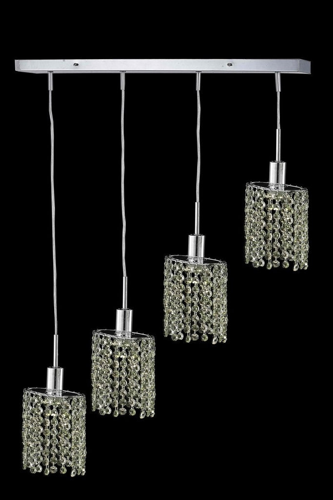 C121-1384D-O-E-JT/RC By Elegant Lighting Mini Collection 4 Light Pendants Chrome Finish