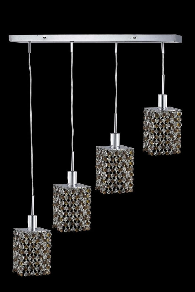 C121-1384D-O-S-BO/RC By Elegant Lighting Mini Collection 4 Light Pendants Chrome Finish