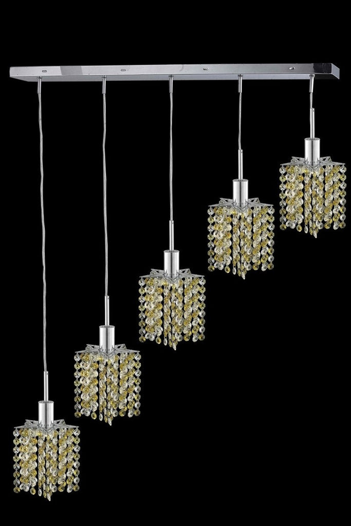 C121-1385D-O-P-LP/RC By Elegant Lighting Mini Collection 5 Light Chandeliers Chrome Finish