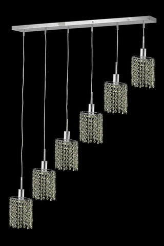 C121-1386D-O-E-JT/RC By Elegant Lighting Mini Collection 6 Light Chandeliers Chrome Finish