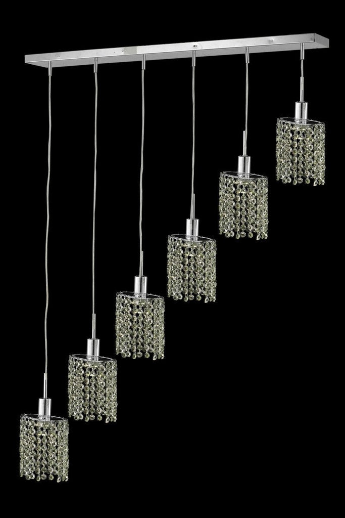 C121-1386D-O-E-LT/RC By Elegant Lighting Mini Collection 6 Light Chandeliers Chrome Finish