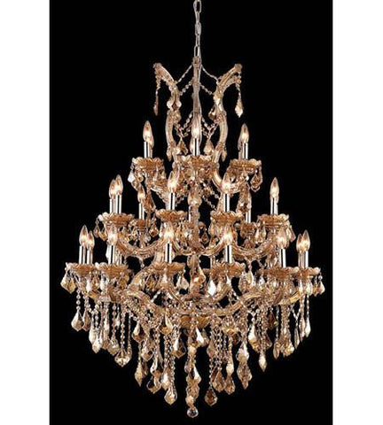 C121-2800D38GT-GT/RC By Elegant Lighting Maria Theresa Collection 28 Light Foyer/Hallway Golden Teak Finish