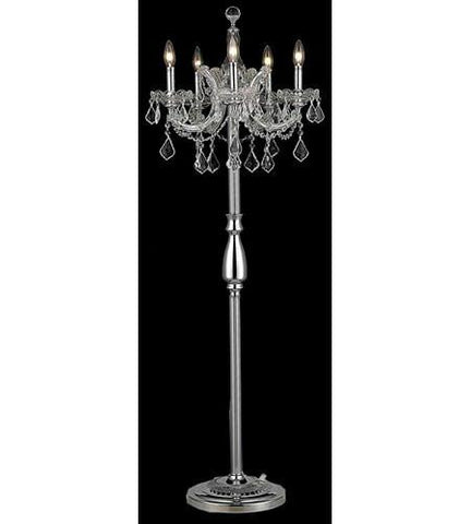 C121-2800FL19C-GT/RC By Elegant Lighting Maria Theresa Collection 5 Light Floor Lamp Chrome Finish