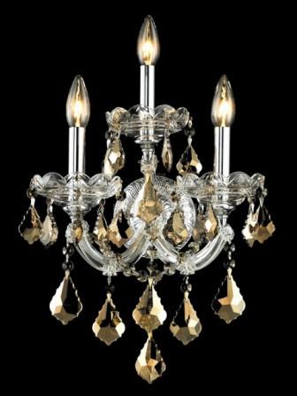 C121-2800W3C-GT By Regency Lighting-Maria Theresa Collection Chrome Finish 3 Lights Wall Sconce