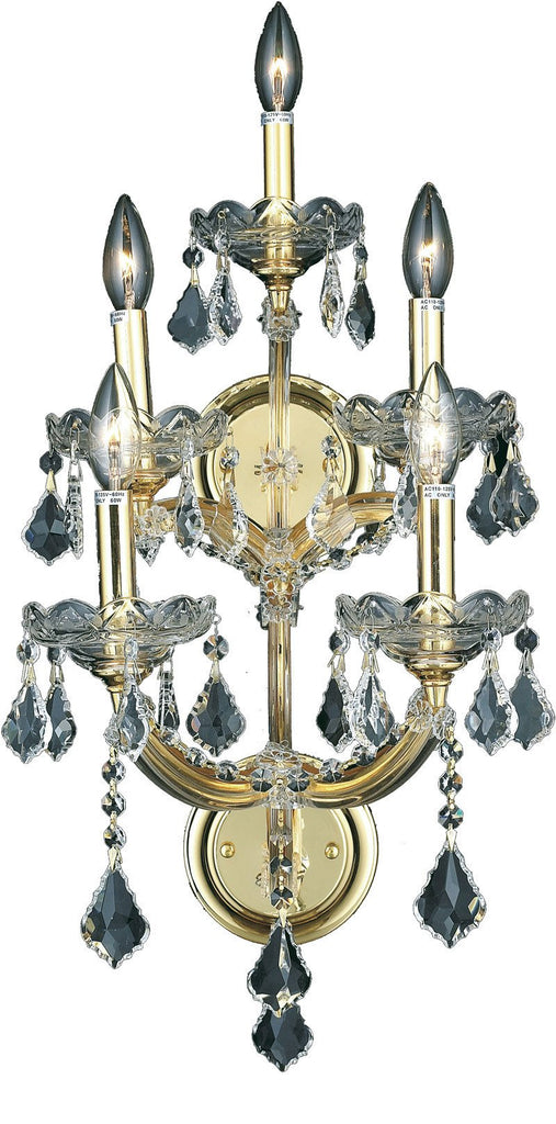 ZC121-2800W5G/EC By Regency Lighting - Maria Theresa Collection Gold Finish 5 Lights Wall Sconce