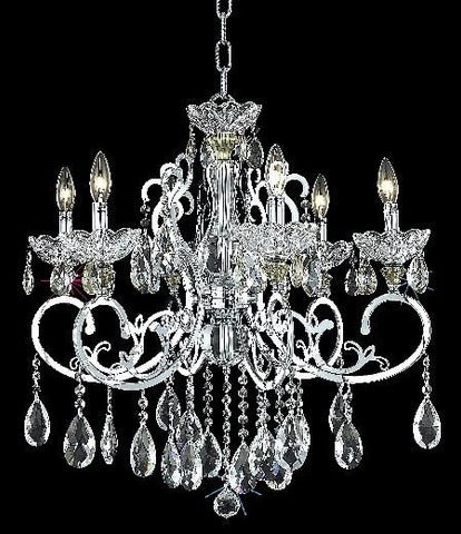 C121-2830D26C/RC By Elegant Lighting Aria Collection 6 Light Chandeliers Chrome Finish