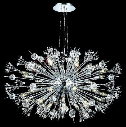 C121-3400G46C/EC By Elegant Lighting Cyclone Collection 44 Light Chandeliers Chrome Finish