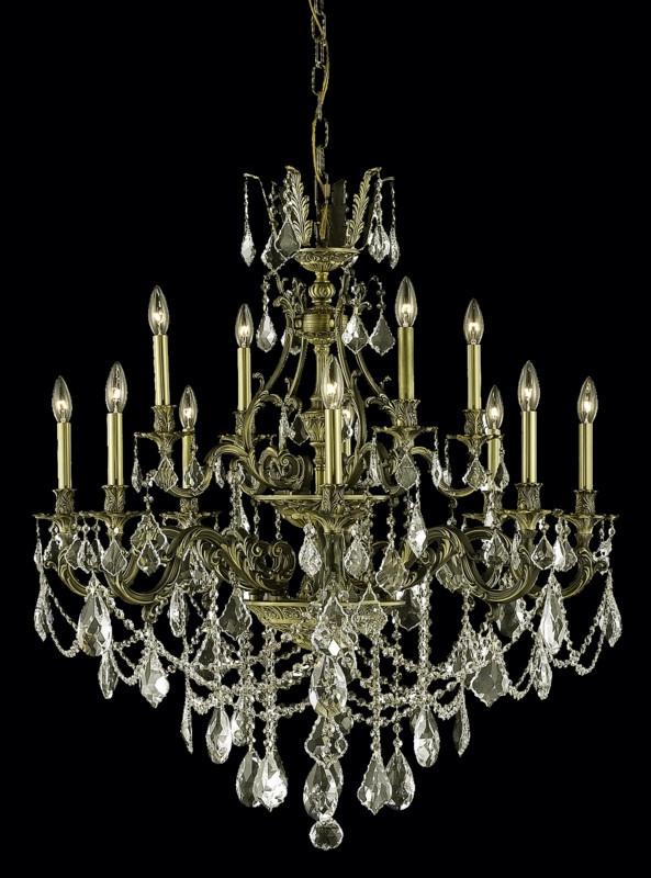 C121-9612D35AB-GS/RC By Elegant Lighting Monarch Collection 12 Light Chandeliers Antique Bronze Finish