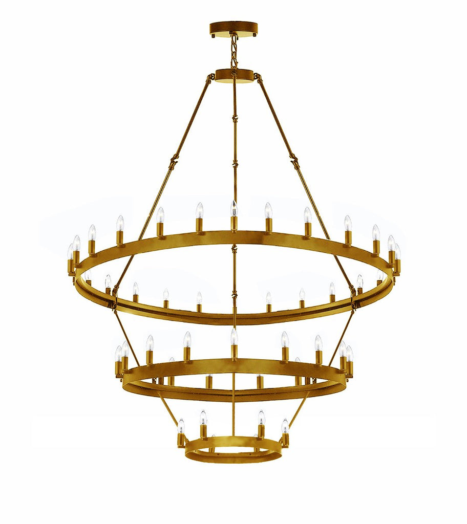 Wrought Iron Vintage Barn Metal Castile Three Tier Chandelier Chandeliers Industrial Loft Rustic Lighting W 38" H 65" - G7-CG/3428/18+12+6