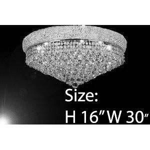 Swarovski Crystal Trimmed Chandelier French Empire Crystal Flush Chandelier Lighting H16" W30" - G93-Flush/Silver/541/24 Sw