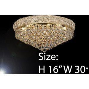 French Empire Crystal Flush Chandelier Lighting H16" X W30" - G93-Flush/541/24