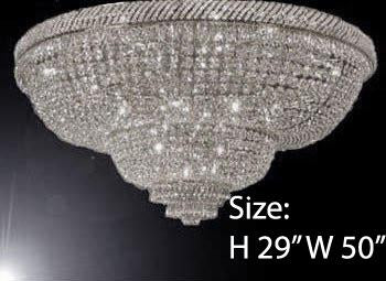 Swarovski Crystal Trimmed Chandelier Silver French Empire Crystal Flush Basket Chandelier H 29" W 50" - G93-Flush/Cs/448/48Sw