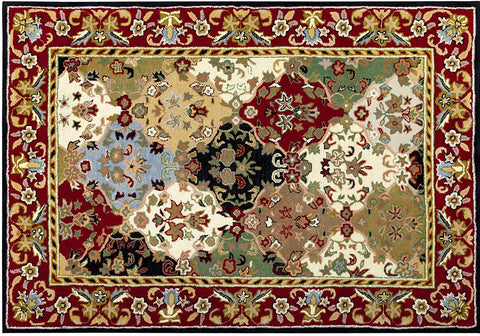 Traditional Oriental Multi and Burgundy Wool Hand Tufted Area Rug 5 X 7 - J10-IN-209-5X7