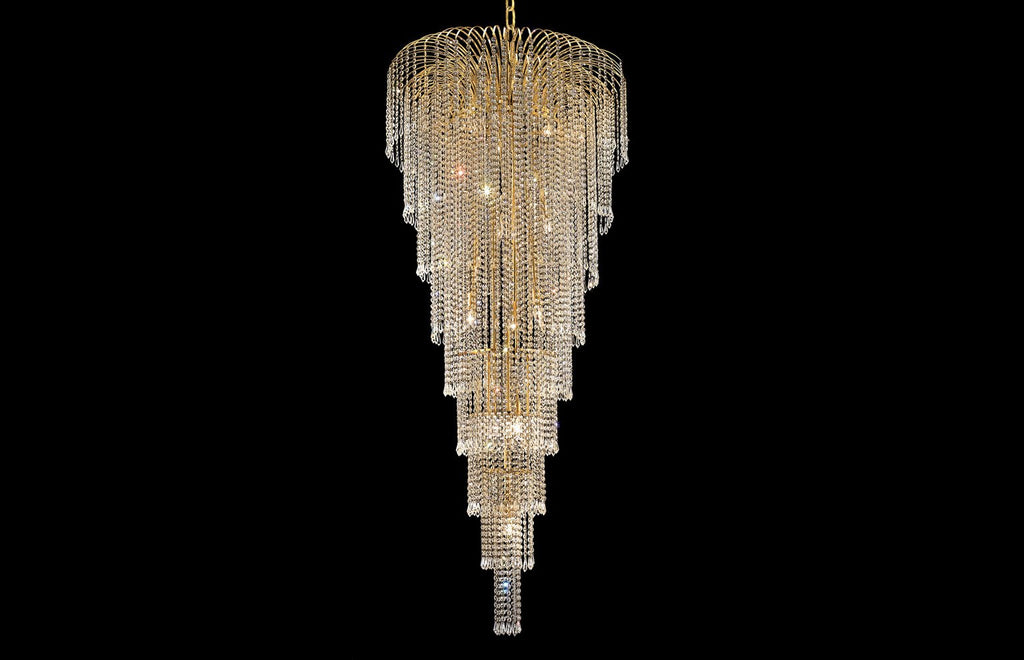 C121-6801G30G/RC - Regency Lighting: Falls 15 light Gold Chandelier Clear Royal Cut Crystal