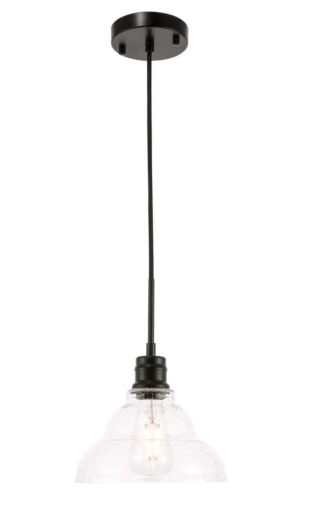 ZC121-LD6216BK - Living District: Gil 1 light Black and Clear seeded glass pendant