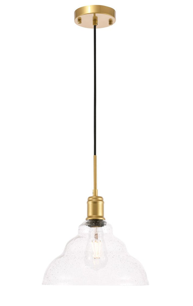 ZC121-LD6221BR - Living District: Gil 1 light Brass and Clear seeded glass pendant