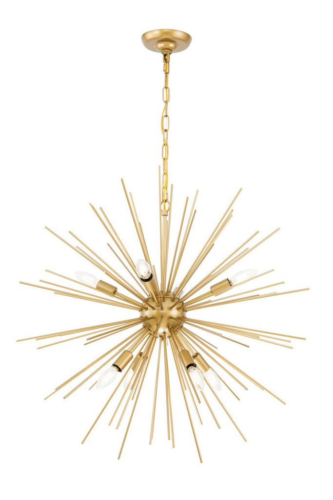 ZC121-LD5039D30BR - Living District: Timber 8 light Brass pendant