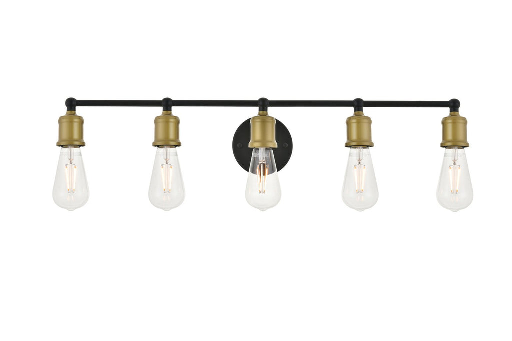 ZC121-LD4028W29BRB - Living District: Serif 5 light brass and black Wall Sconce