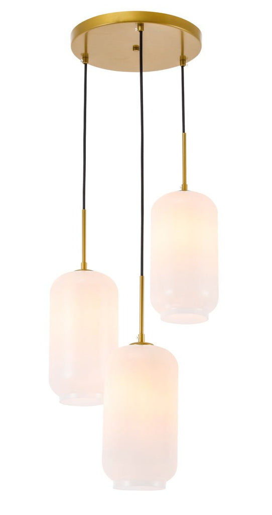 ZC121-LD2279BR - Living District: Collier 3 light Brass and Frosted white glass pendant