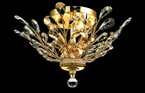 C121-2011F20G/RC - Regency Lighting: Orchid 4 light Gold Flush Mount Clear Royal Cut Crystal