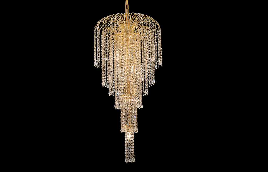 C121-6801G19G/RC - Regency Lighting: Falls 9 light Gold Chandelier Clear Royal Cut Crystal