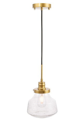 ZC121-LD6254BR - Living District: Lyle 1 light Brass and Clear seeded glass pendant