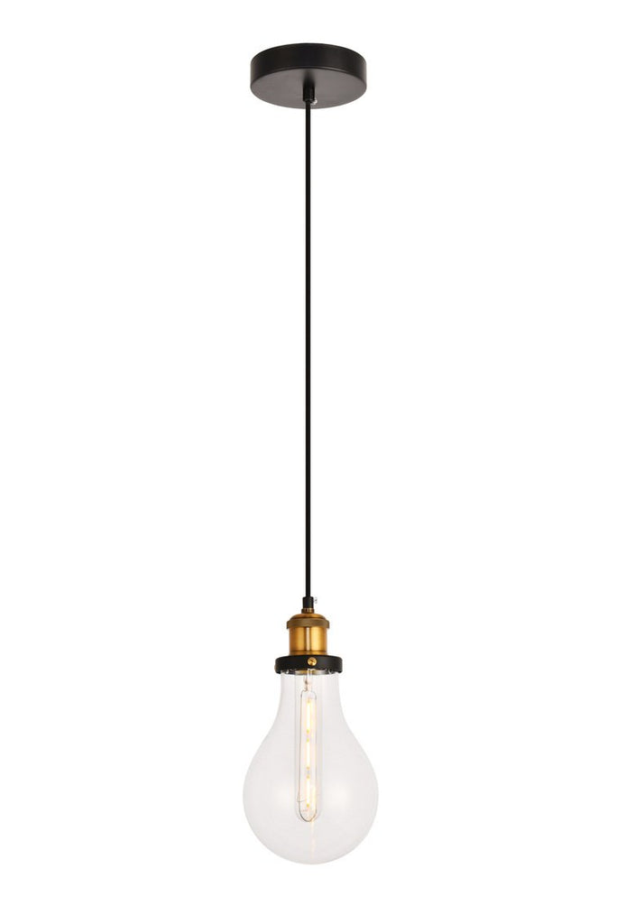 ZC121-LDPD2097 - Living District: Watts Collection Pendant D5.5 H10.6 Lt:1 Black and Brass and Clear Finish