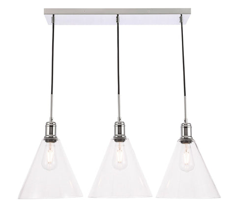 ZC121-LD6232C - Living District: Hugh 3 light Chrome and Clear glass pendant