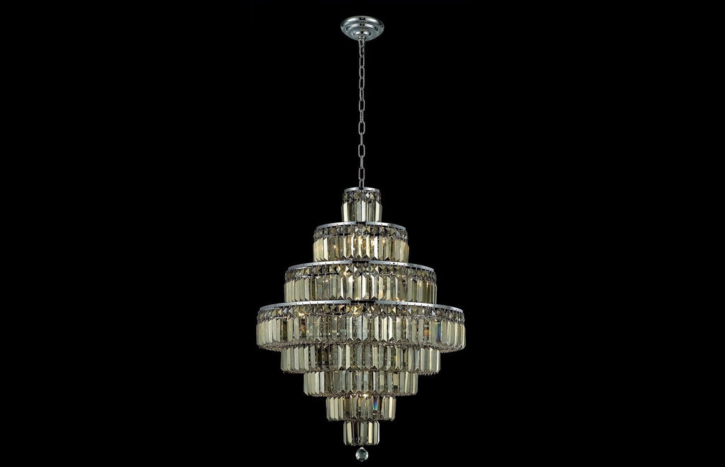 C121-2038D26C-GT/RC - Regency Lighting: Maxime 18 light Chrome Chandelier Golden Teak (Smoky) Royal Cut Crystal