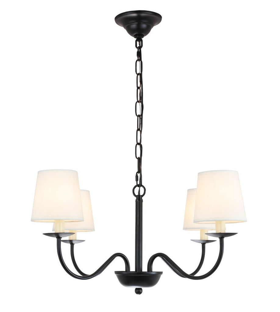 ZC121-LD6103D25BK - Living District: Eclipse 4 light Black and White shade chandelier