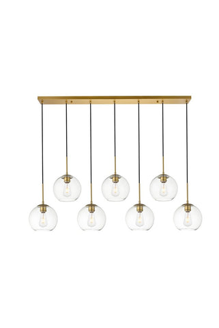 ZC121-LD2230BR - Living District: Baxter 7 Lights Brass Pendant With Clear Glass