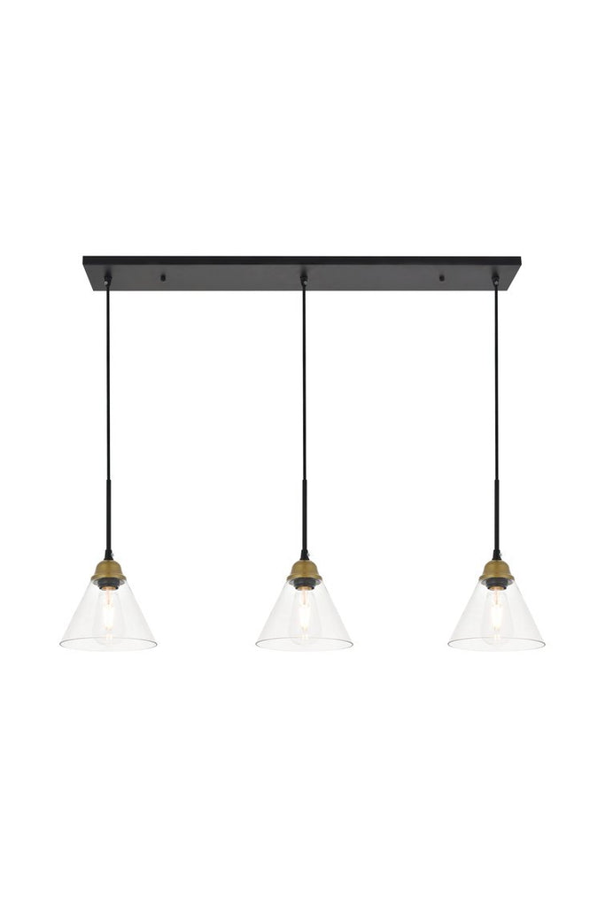 ZC121-LD4017D40BRB - Living District: Histoire 3 light brass and black Pendant